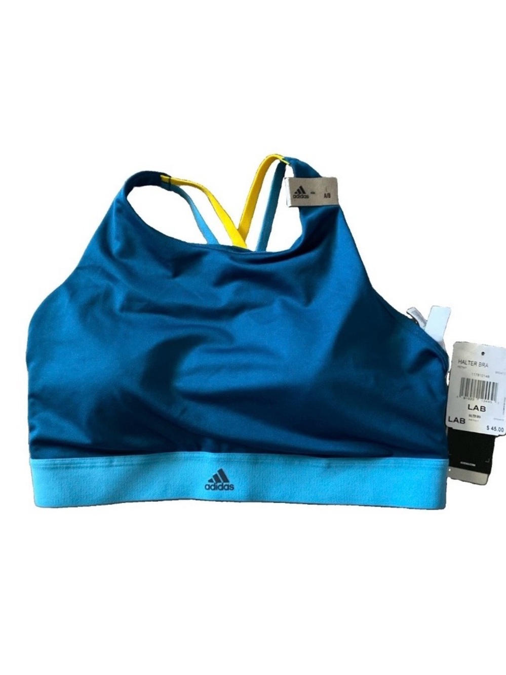 Adidas Women's Climalite Halter Sports Bra Strappy Back Large A/B New Teal